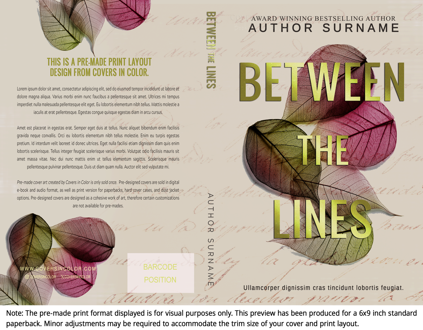 Pre-made Book Cover M1074