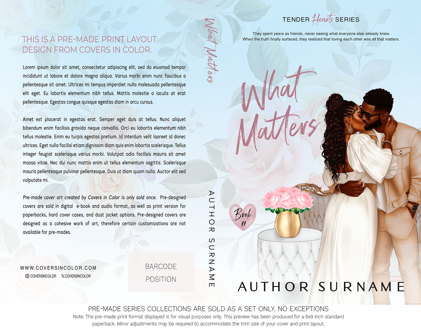 Pre-made Book Cover M1696 Series: Tender Hearts Series